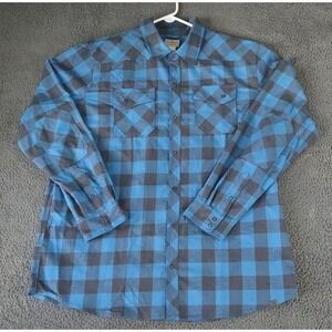 LL Bean Shirt Mens XXL Tall Blue‎ Wool Blend Katahdin Performance Flannel Snap